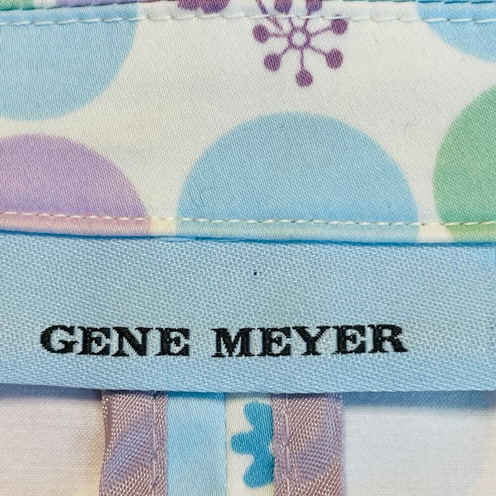 Gene Meyer Blue Purple Green Polka Dot Ditsy Floral Cotton Cropped Blazer 4 - Picture 8 of 12
